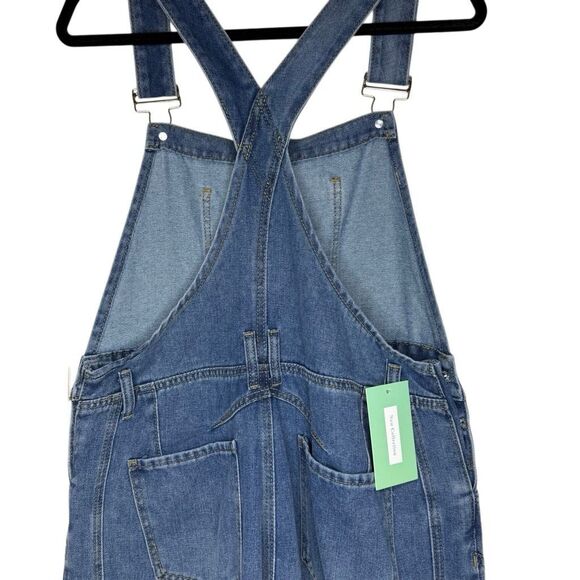 New Collection Overalls Darted Barrel Leg Medium Wash Denim NWT Size L Boho - Picture 4 of 14